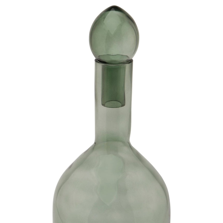 Smoked Sage Glass Tall Bottle With Stopper - Kitchen & Tableware UK Luxury Home Decor Garden & Outdoor And Gifts
