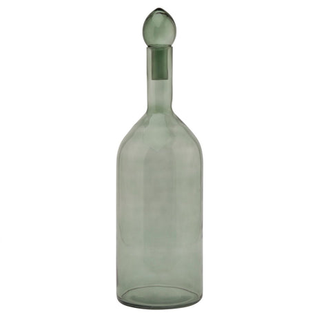 Smoked Sage Glass Tall Bottle With Stopper - Kitchen & Tableware UK Luxury Home Decor Garden & Outdoor And Gifts