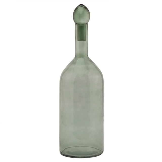 Smoked Sage Glass Tall Bottle With Stopper - Kitchen & Tableware UK Luxury Home Decor Garden & Outdoor And Gifts