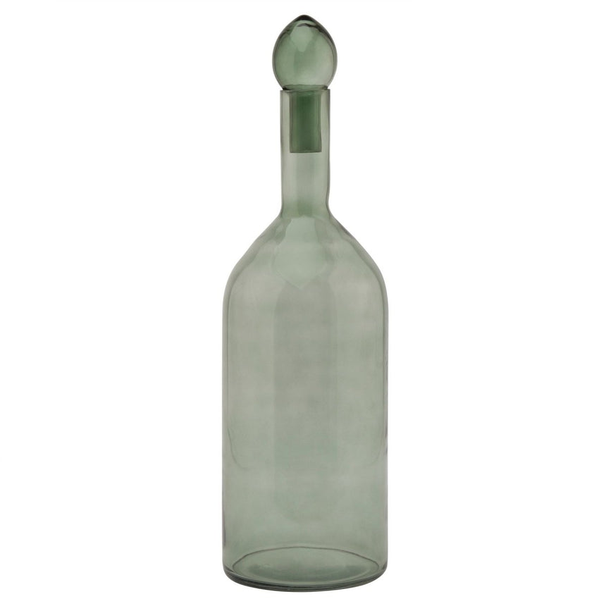 Smoked Sage Glass Tall Bottle With Stopper - Kitchen & Tableware UK Luxury Home Decor Garden & Outdoor And Gifts
