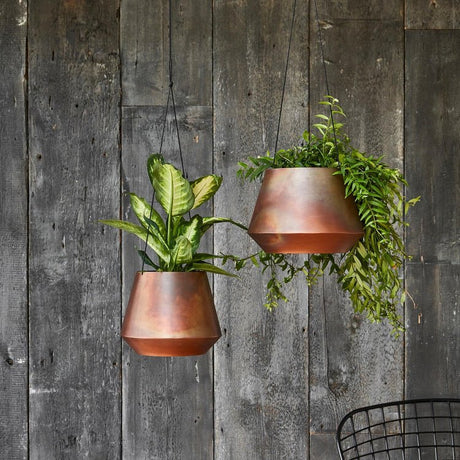 Soho Indoor Hanging Planter Copper w/Leather Strap - Aged Finish, Waterproof Quality Home Decor Garden & Outdoor Living and Gifts