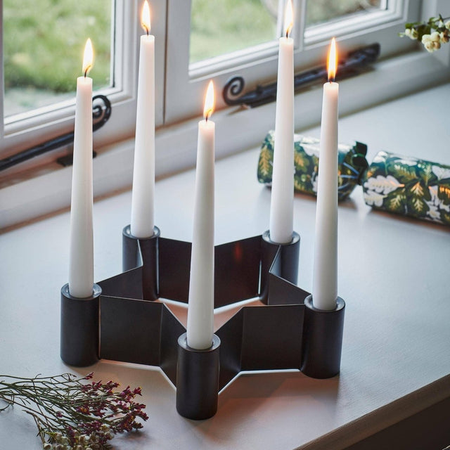 Star Shaped Centrepiece Dinner Candle Holder in Black H7Cm W25Cm Luxury Home Decor Garden & Outdoor And Gifts