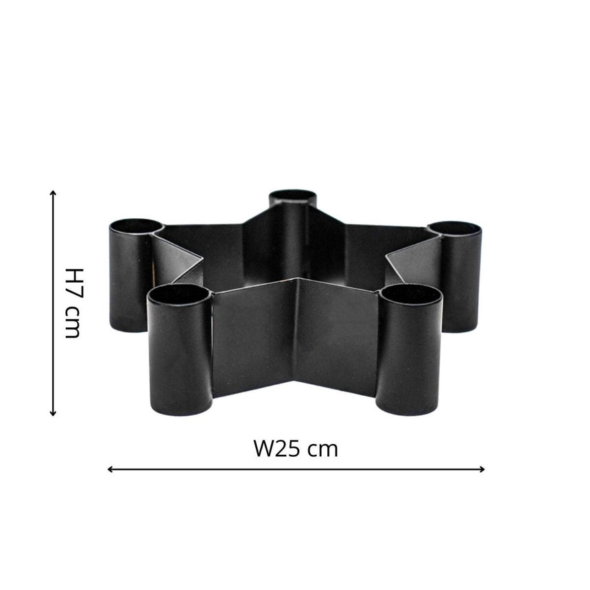 Star Shaped Centrepiece Dinner Candle Holder in Black H7Cm W25Cm Luxury Home Decor Garden & Outdoor And Gifts