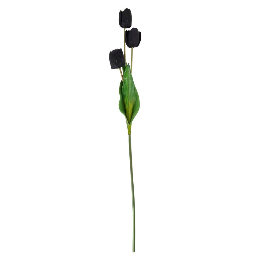 Tall Black Triple Tulip - Luxury Artificial Flower Single Stem Luxury Home Decor Garden & Outdoor And Gifts