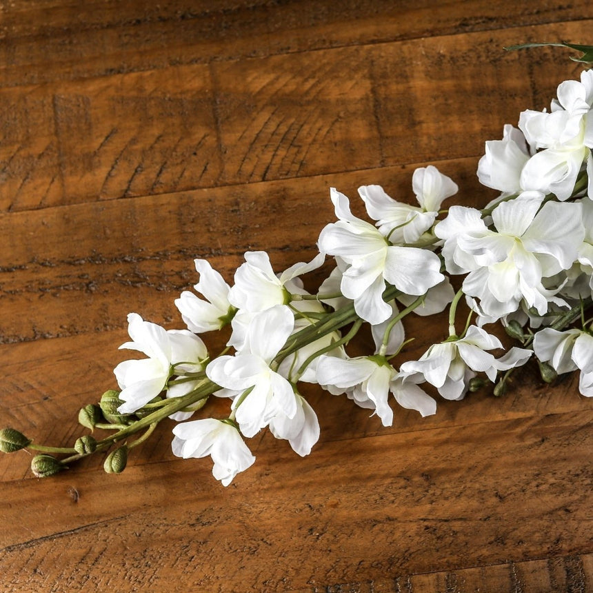 Tall White Delphinium - Luxury Artificial Flower Single Stem Luxury Home Decor Garden & Outdoor And Gifts