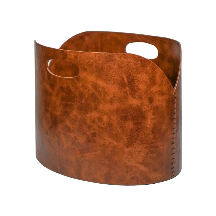 Tan Faux Leather Log Bucket H30cm W40cm Luxury Home Decor Garden & Outdoor And Gifts