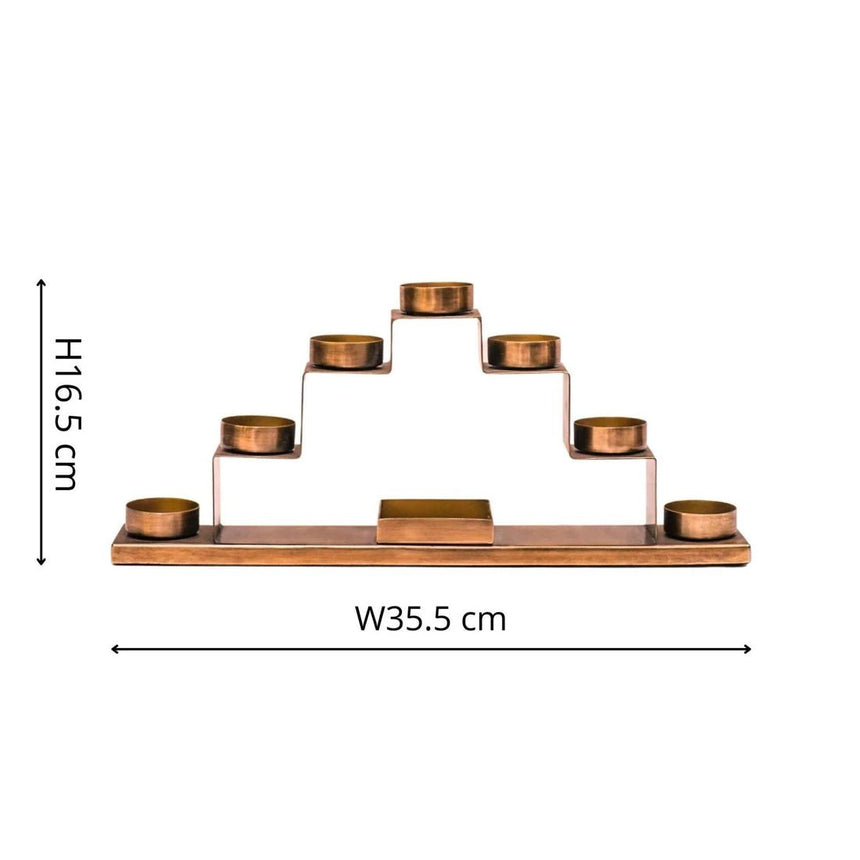 Tealight Candle Holder with Decor Box in Antique Brass H16.5Cm W35.5Cm Luxury Home Decor Garden & Outdoor And Gifts