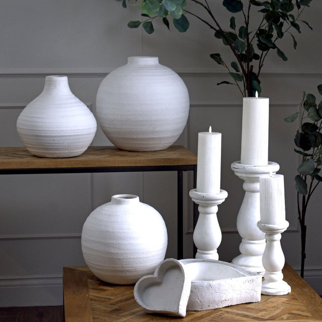 Tiber Large Matt White Ceramic Vase - Decorative Ceramic Vases UK Luxury Home Decor Garden & Outdoor And Gifts