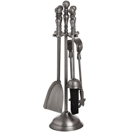 Handcrafted Antique Pewter 4 Piece Fireside Companion Set Luxury Home Decor Garden & Outdoor And Gifts