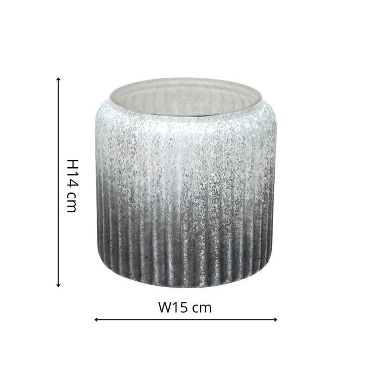 Verre Frosted Ribbed Glass Atlantic Blue Planter H14Cm W15Cm Luxury Home Decor Garden & Outdoor And Gifts