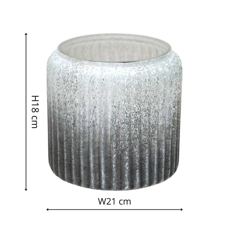 Verre Frosted Ribbed Glass Atlantic Blue Planter H21Cm W21Cm Luxury Home Decor Garden & Outdoor And Gifts