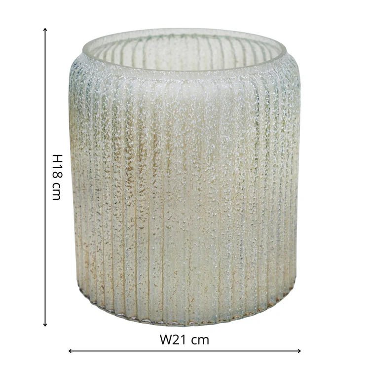 Verre Frosted Ribbed Glass Gold Planter H21Cm W21Cm Luxury Home Decor Garden & Outdoor And Gifts