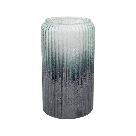 Verre Tall Frosted Ribbed Glass Atlantic Blue Vase H30Cm W20Cm Luxury Home Decor Garden & Outdoor And Gifts