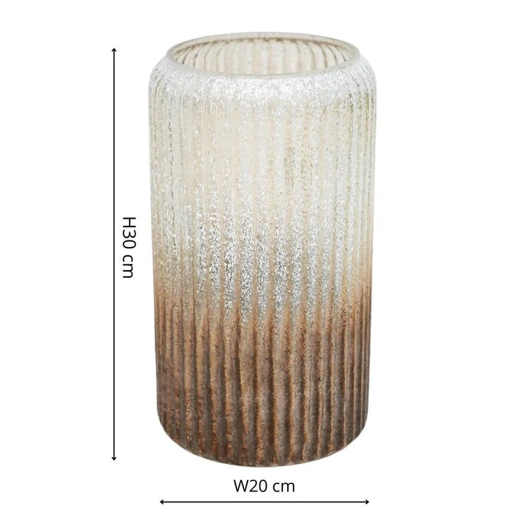 Verre Tall Frosted Ribbed Glass Gold Vase H30Cm W20Cm Luxury Home Decor Garden & Outdoor And Gifts