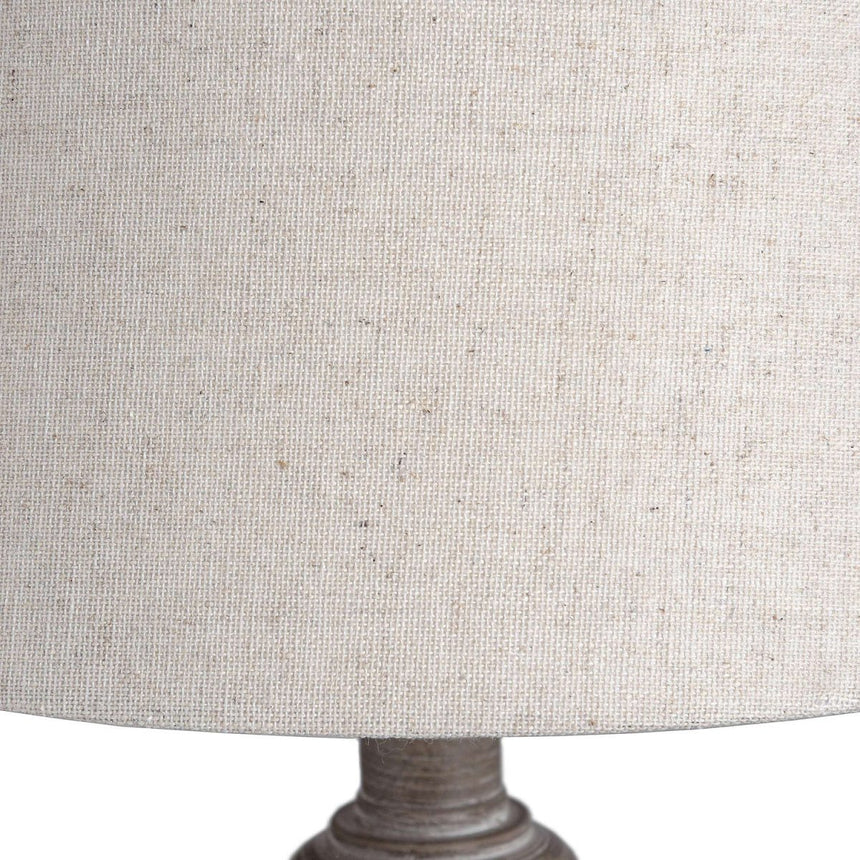 Vintage Whitewash Effect Teos Table Lamp & Linen Shade - Stylish Table Lamps UK Luxury Home Decor Garden & Outdoor And Gifts