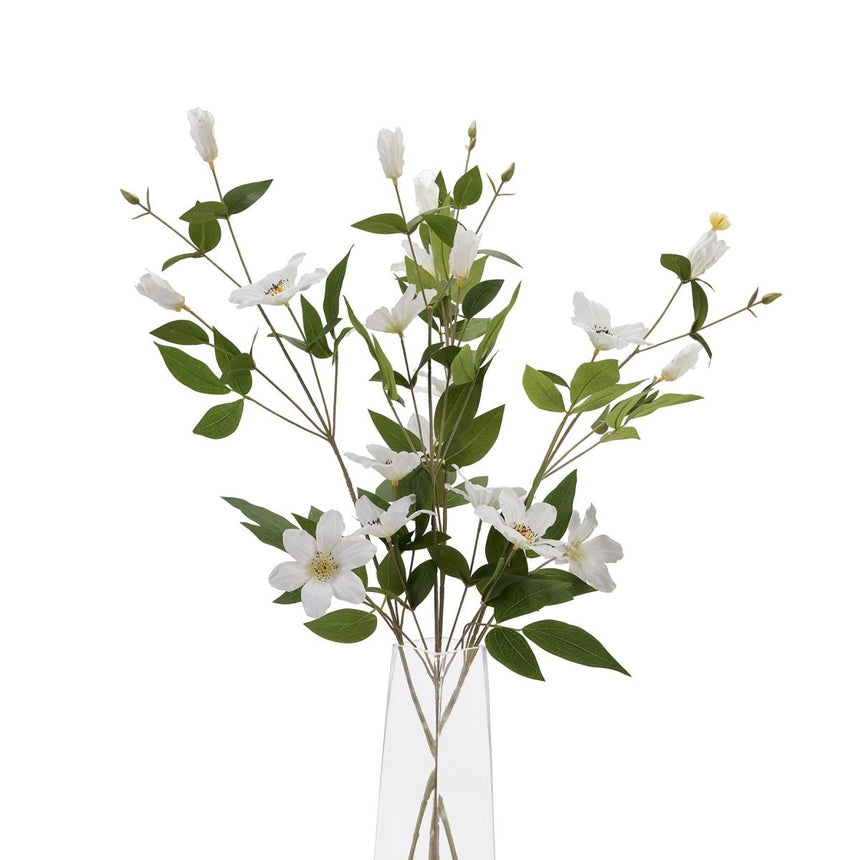 White Florida Clematis - Luxury Artificial Flower Single Stem Luxury Home Decor Garden & Outdoor And Gifts
