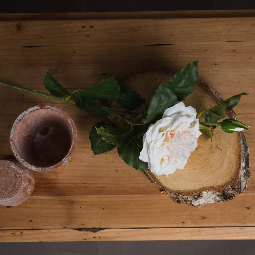 White Garden Rose Spray - Luxury Artificial Flower Single Stem Luxury Home Decor Garden & Outdoor And Gifts