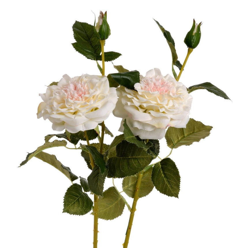 White Garden Rose Spray - Luxury Artificial Flower Single Stem Luxury Home Decor Garden & Outdoor And Gifts