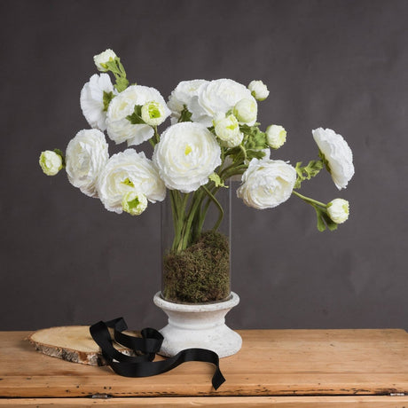 White Ranunculus Spray - Luxury Artificial Flower Single Stem Luxury Home Decor Garden & Outdoor And Gifts