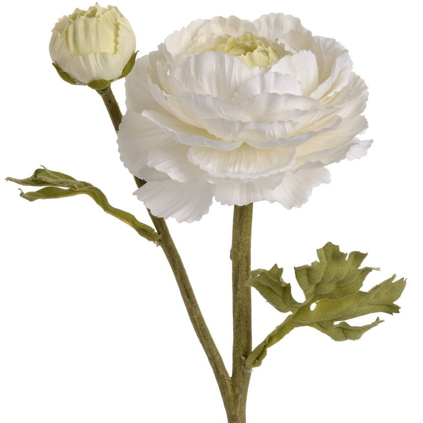 White Ranunculus Spray - Luxury Artificial Flower Single Stem Luxury Home Decor Garden & Outdoor And Gifts