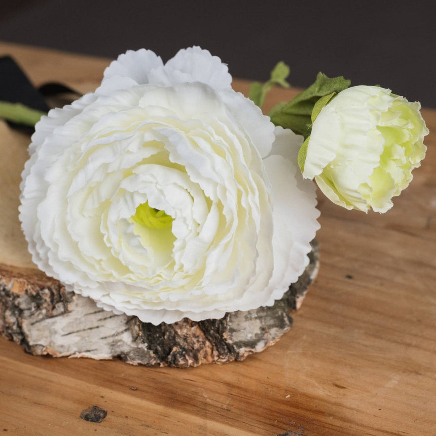 White Ranunculus Spray - Luxury Artificial Flower Single Stem Luxury Home Decor Garden & Outdoor And Gifts