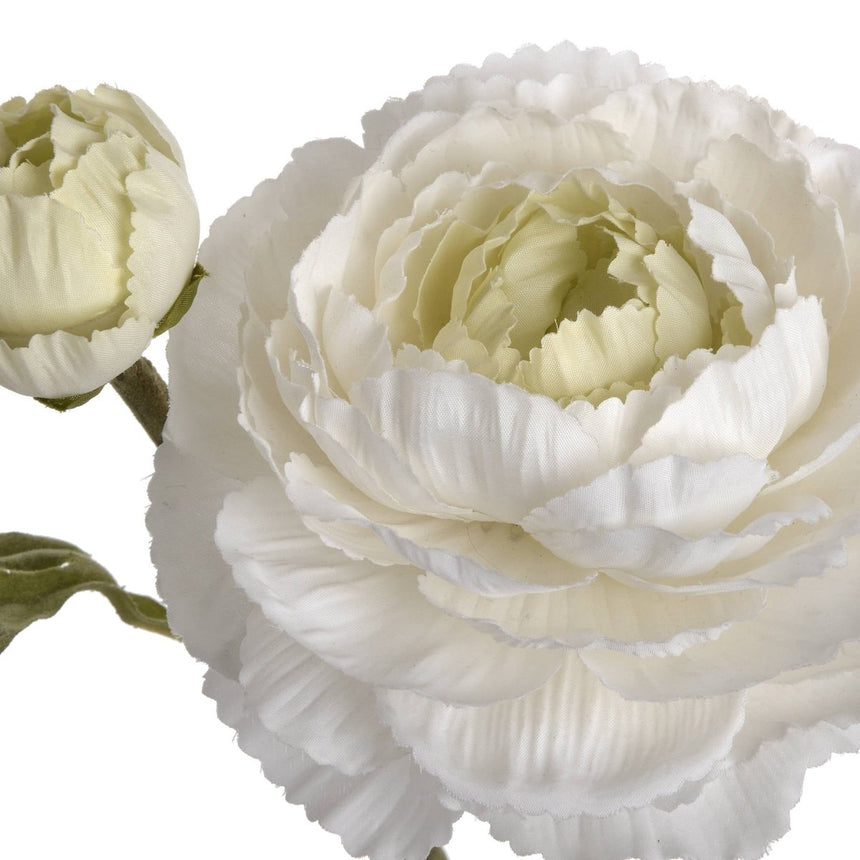 White Ranunculus Spray - Luxury Artificial Flower Single Stem Luxury Home Decor Garden & Outdoor And Gifts