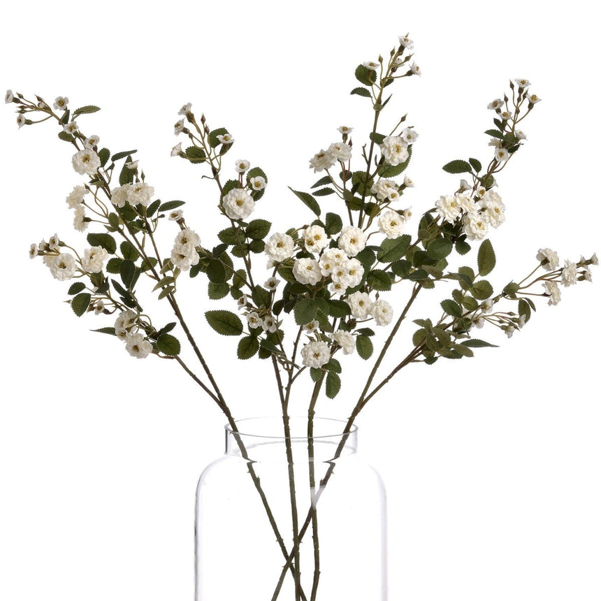 White Wild Meadow Rose - Luxury Artificial Flower Single Stem Luxury Home Decor Garden & Outdoor And Gifts