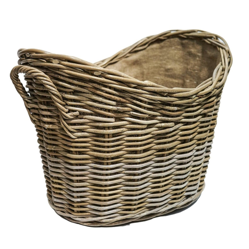 Wicker Log Basket Oval Lined H39Cm W55cm Luxury Home Decor Garden & Outdoor And Gifts