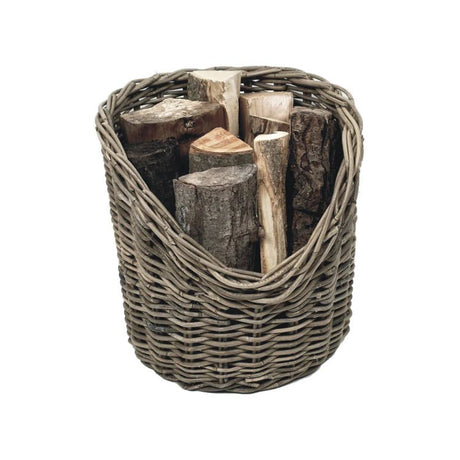 Wicker Log Basket Round H42cm D42Cm Luxury Home Decor Garden & Outdoor And Gifts