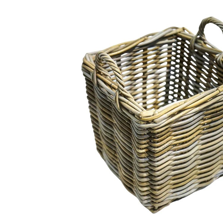 Wicker Log Basket Square S/2 45x50, 40x35cm Luxury Home Decor Garden & Outdoor And Gifts