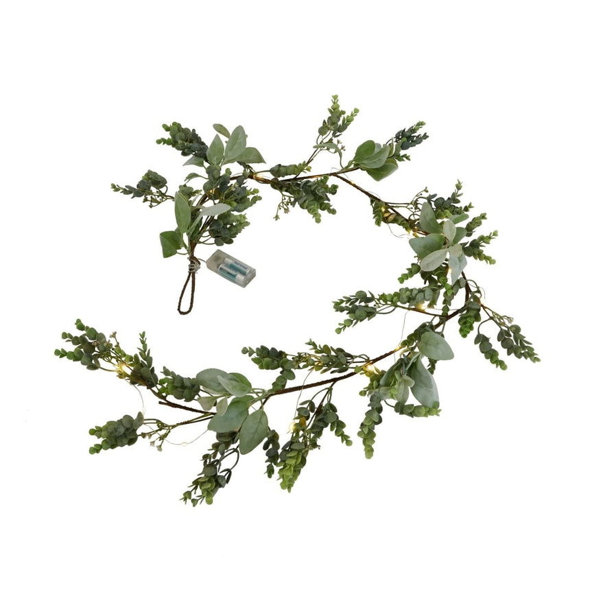 Winter Garland with Artificial Eucalyptus & Lambs Ear With LED lights Luxury Home Decor Garden & Outdoor And Gifts