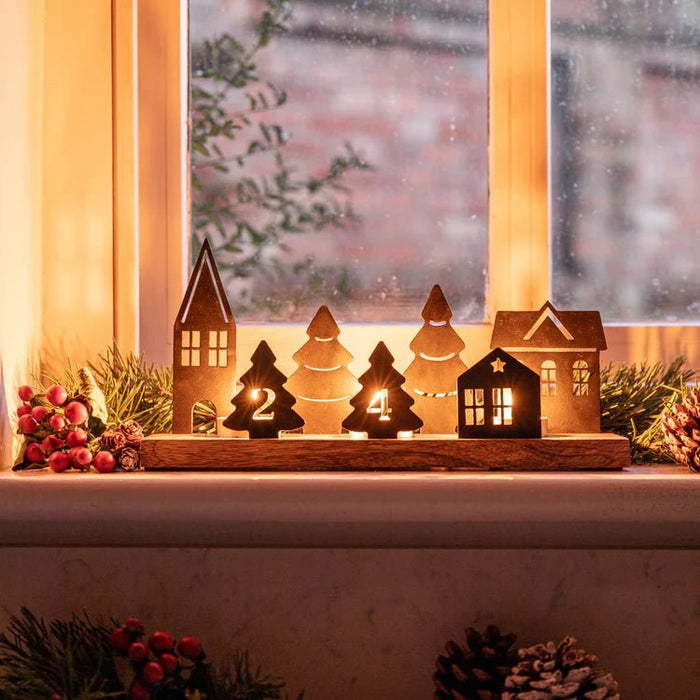 Wooden Advent Candle Holder with Metal Accessories Quality Home Decor Garden & Outdoor Living and Gifts