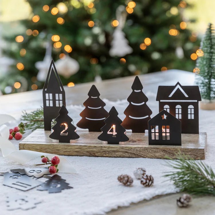 Wooden Advent Candle Holder with Metal Accessories Quality Home Decor Garden & Outdoor Living and Gifts