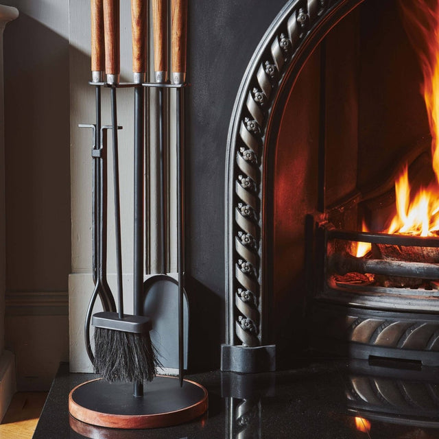 Wooden Handle Round Companion Set H73cm W24cm Luxury Home Decor Garden & Outdoor And Gifts