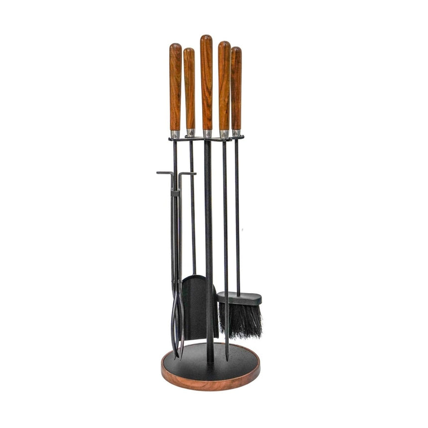 Wooden Handle Round Companion Set H73cm W24cm Luxury Home Decor Garden & Outdoor And Gifts