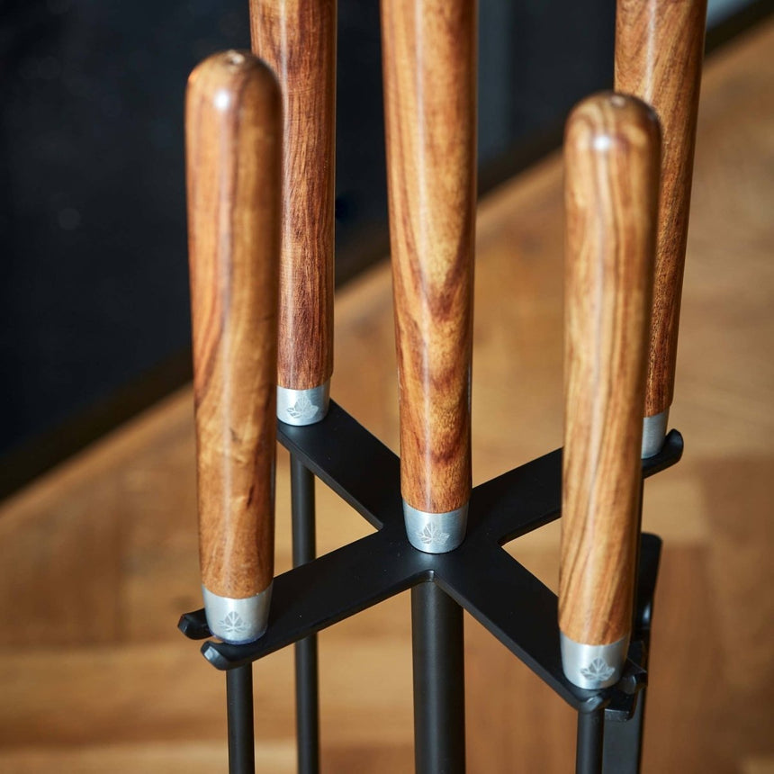 Wooden Handle Round Companion Set H73cm W24cm Luxury Home Decor Garden & Outdoor And Gifts