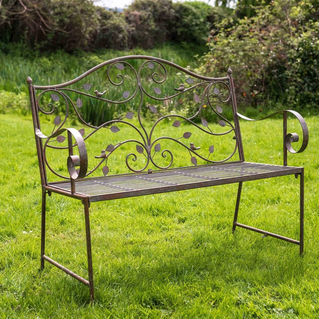 Woodland Garden Bench - Green Rust Finish Quality Home Decor Garden & Outdoor Living and Gifts