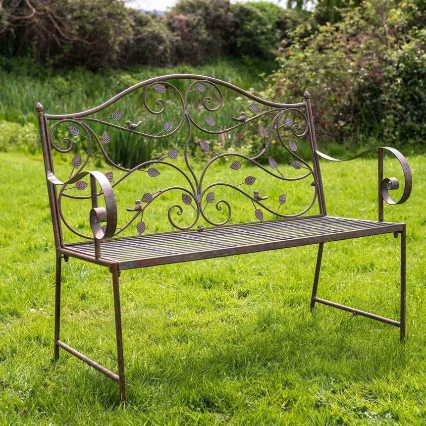 Woodland Garden Bench - Green Rust Finish Quality Home Decor Garden & Outdoor Living and Gifts