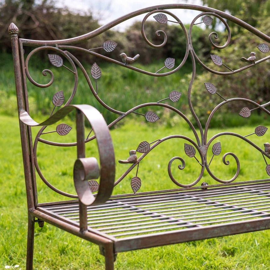 Woodland Garden Bench - Green Rust Finish Quality Home Decor Garden & Outdoor Living and Gifts