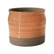 2 Tone Indoor Lipped & Ripple Planter - Peach Orange Gloss Glaze and Earth Brown Base Luxury Home Decor Garden & Outdoor And Gifts