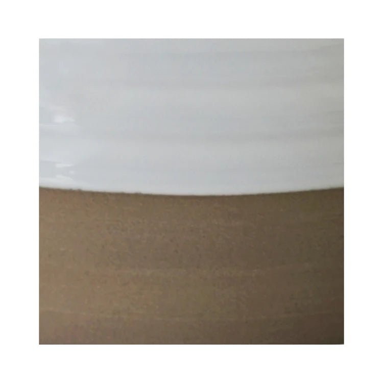 2 Tone Indoor Lipped & Ripple Planter - White Gloss Glaze and Earth Brown Base Luxury Home Decor Garden & Outdoor And Gifts
