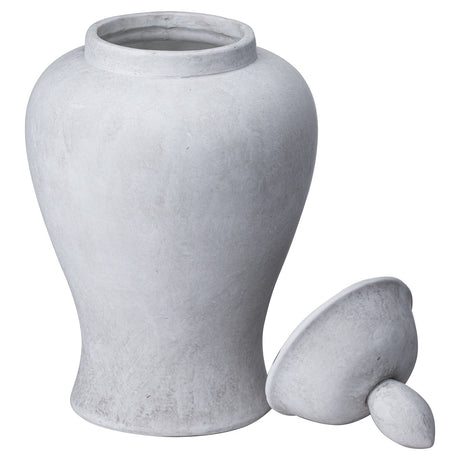 Large Handcrafted Darcy Stone Finish Ginger Jar - Stone Ceramic Vases UK Luxury Home Decor Garden & Outdoor And Gifts
