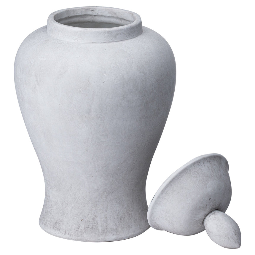 Large Handcrafted Darcy Stone Finish Ginger Jar - Stone Ceramic Vases UK Luxury Home Decor Garden & Outdoor And Gifts