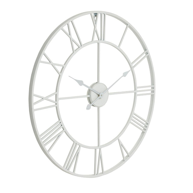 70cm White Skeleton Roman Numeral Wall Clock - Modern Wall Clocks UK Luxury Home Decor Garden & Outdoor And Gifts