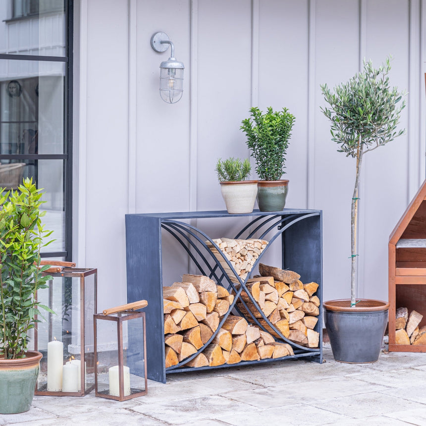 Outdoor Log/Wood Storage Holder X Shape Design Rack - Zinc Finish, Waterproof, Frost Resistant