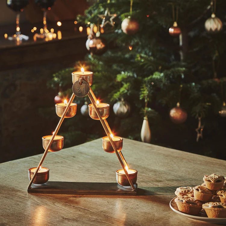 Advent Countdown Candle Holder with Date Discs in Antique Brass Quality Home Decor Garden & Outdoor Living and Gifts