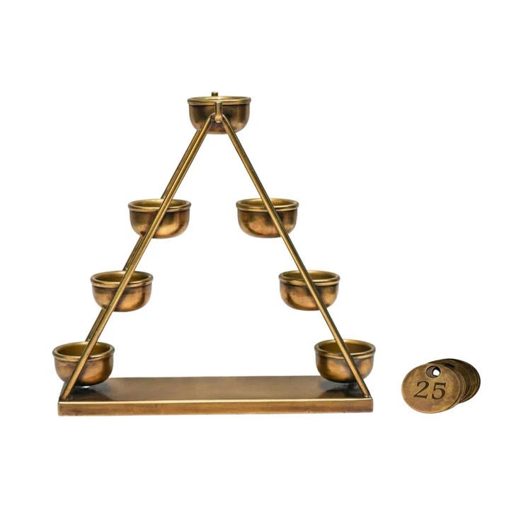 Advent Countdown Candle Holder with Date Discs in Antique Brass Quality Home Decor Garden & Outdoor Living and Gifts