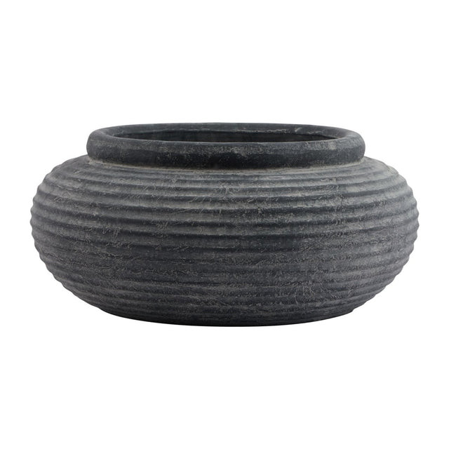 Amalfi Grey Round Ribbed Planter - Decor Sanctuary UK curated collection of luxury home decor
