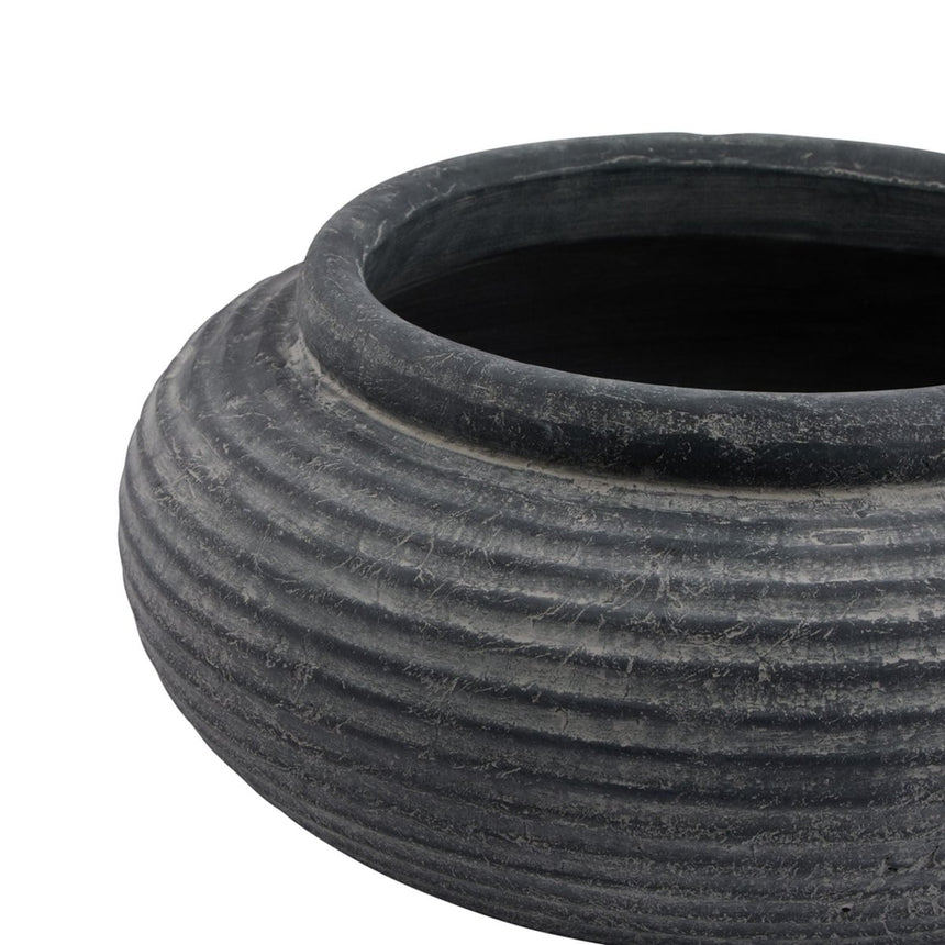 Amalfi Grey Round Ribbed Planter - Decor Sanctuary UK curated collection of luxury home decor