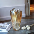 Amber Rippled Glass Vase H20Cm W14Cm Luxury Home Decor Garden & Outdoor And Gifts